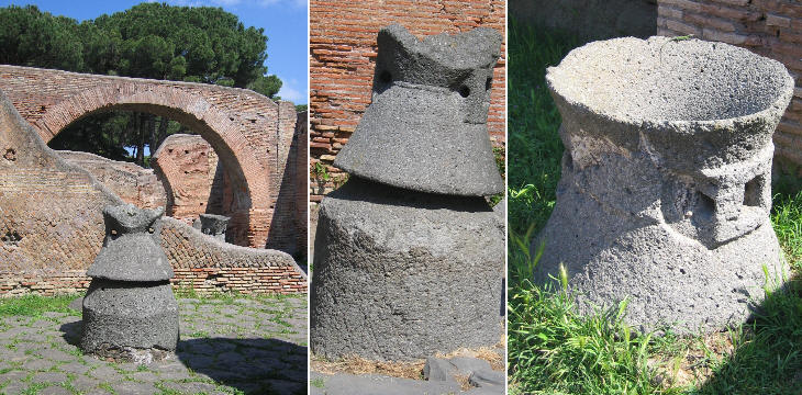 Ancient cone mills in Ostia, Italy